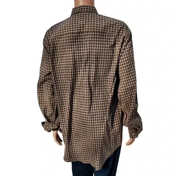 Eddie Bauer Men's Brown Plaid 100% Cotton Long Sleeve Shirt Sz Large - Picture 2 of 10